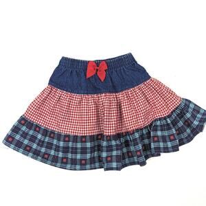 Vintage Kaboom Skirt Girls Size 5 Denim Patchwork Twirly Mini
